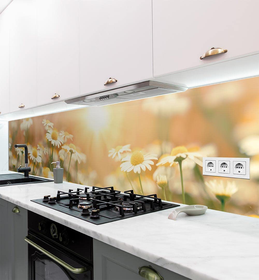 MyMaxxi - Selbstklebende Küchenrückwand Folie ohne Bohren - Motiv Blume 05 60cm hoch - Klebefolie Wandbild Küche - Wand-Deko – Wiese Natur 220 x 60 cm