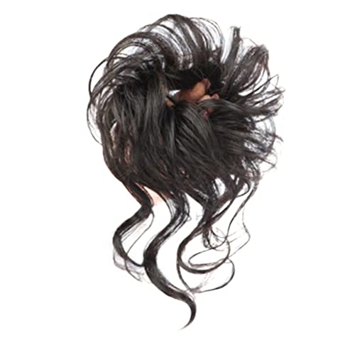 Haarteil Pieces Lockiges Wellen-Haarknoten-Haargummi for Frauen, unordentlicher Dutt-Haarteil, zerzauste Hochsteckfrisur-Haarknoten, Verlängerung, elastisches Haarband Dutt (Color : 0012)