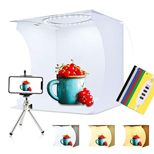 PULUZ 30 cm tragbares Ringlicht-Fotostudio-Lichtbox, Fotoshooting-Lichtzelt-Set, weiße Beleuchtungs-Softbox mit 80 LED-Lichtern + 6 Hintergründen für Produkt-Display