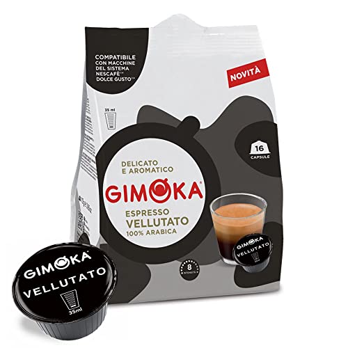 Gimoka - Kompatibel Für Nescafè - Dolce Gusto - 64 Kapsel - Geschmack VELLUTATO - Intensität 8 - Made In Italy - 100% Arabica - 4 Packungen Zu 16 Kapseln