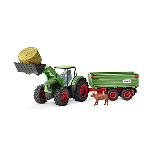 Schleich Spielzeug-Traktor Farm World, Traktor mit Anhänger (42379), (Set), Made in Germany