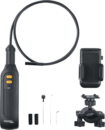 POWERFIX® WLAN Endoskop-Kamera im Koffer (inkl. 4 x 1,5 V Batterien, Haken, Spiegel, Magnet, Smartphone-Halterung, Kamerakopf-Ø: 8 mm, Schwanenhals: ca. 1 m)