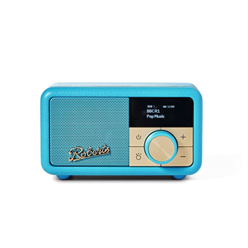 Roberts Revival Petit Radio – Kompaktes tragbares Radio mit Dab+/UKW/Bluetooth, 20 Stunden Akkulaufzeit, AUX-Eingang, passiver Heizkörper, türkis