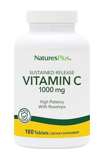 NaturesPlus 1000 mg Vitamin C mit Hagebutte | 180 Tabletten
