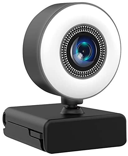Somikon Kamera Webcam: Full-HD-USB-Webcam mit LED-Ringlicht, Autofokus, Dual-Mikrofon, H.264 (Webcam 1080p)