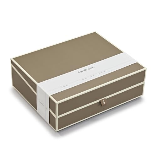 Semikolon 370087 Dokumentenbox – Aufbewahrungs-Box für Dokumente A4 – 31,5 x 26 x 10 cm – fango beige