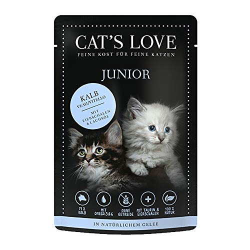 Cat´s Love Junior Katzenfutter Nassfutter Kalb Pur Ohne Getreide künstliche Farb- und Lockstoffe Zucker (Kalb, 24 x 85g)