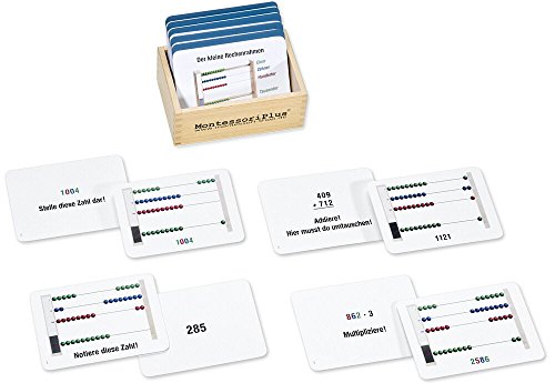 Montessori-Material Arbeitskartei zum kleinen Rechenrahmen, 100 Aufgabenkarten