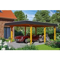 Skan Holz Carport Wendland Eiche hell 409 x 628 cm EPDM-Dach Blende Schwarz