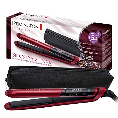 Remington Haarglätter Silk S9600, Keramikbeschichtung mit Seidenproteinen, rot