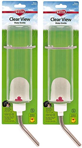 Kaytee Clear View Water Bottle Heavy Duty Spring Attachment 16 oz - 2 Pack