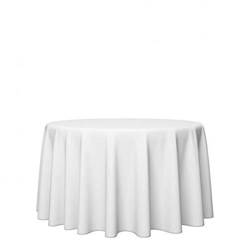 Gastro Uzal Damast Tischdecke Größe wählbar - Gastro Edition Weiss Rund 210 cm Sanforisiert Tischdecke aus 100% Baumwolle