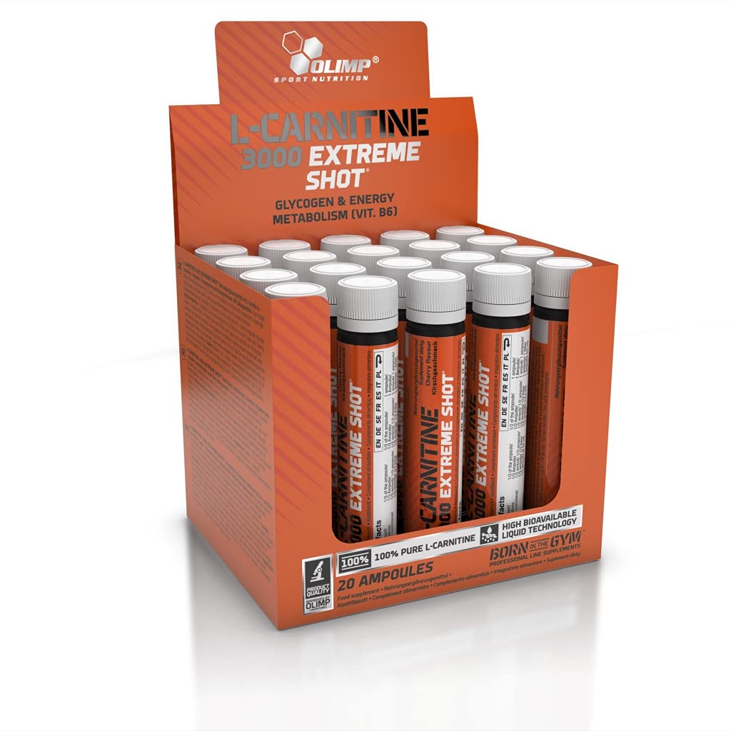 3 x Olimp L-Carnitine 3000 Extreme Shot, 20x25ml Ampullen , Kirsche (3er Pack)