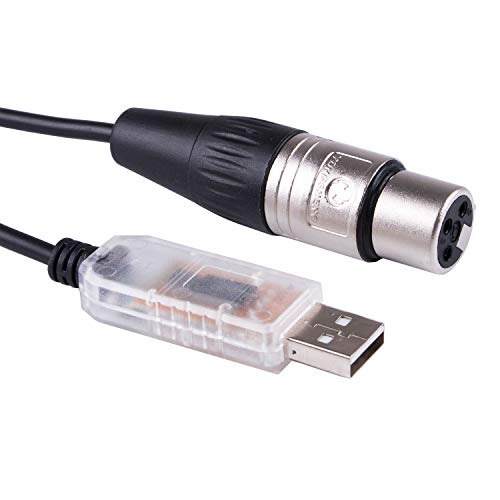 Adapterkabel USB auf DMX 512 3PIN XLR Interface Computer PC Bühnenbeleuchtung Controller Dimmer USB auf DMX Freestyle Software RS485 Serielles Konverterkabel (Länge: 1,8 m)