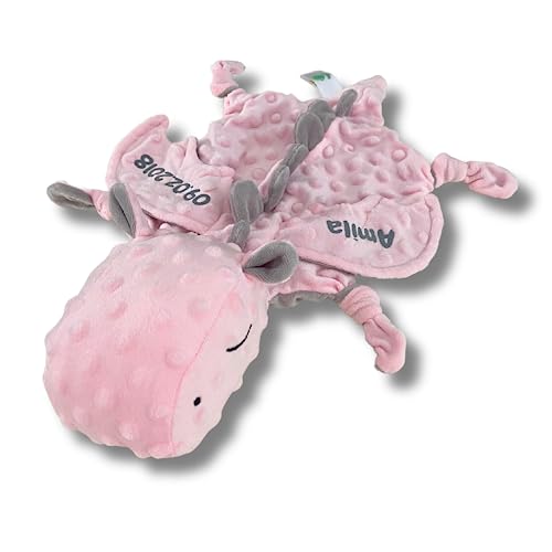 Kuscheldrache - Schnuffeltuch - Schmusetuch Minky Magic rosa personalisierbar