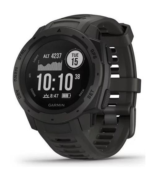 Garmin Instinct - wasserdichte Sport-Smartwatch mit Smartphone Benachrichtigungen und Sport-/Fitnessfunktionen mit GPS, 14 Tage Akkulaufzeit, Schwarz