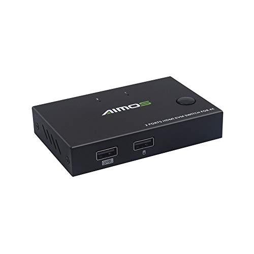Grborn AIMOS HDMI KVM-Umschalter 4K 2 in 1 aus KVM-Umschalter Tastatur Maus USB Shared Display Synchronization Controller
