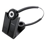 Jabra Pro 930 DUO UC DECT Kabelloses On-Ear Stereo Headset - Unified Communications zertifiziert - mit Noise Cancelling - zur Verwendung mit Softphones in Europa - EU-Stecker, Schwarz