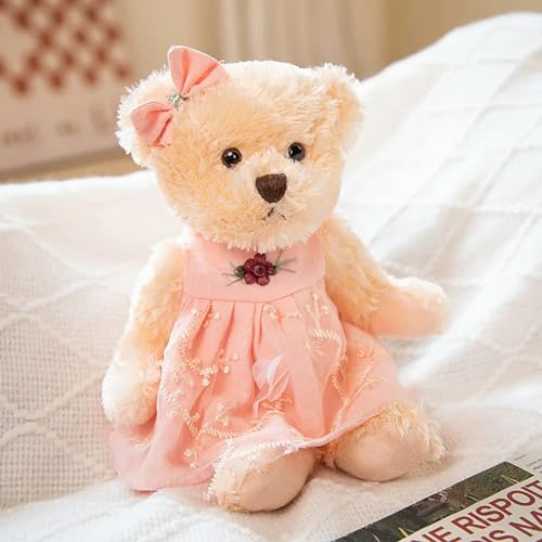 SHUOHONG Plüsch Teddybär Kissen Spielzeug Stofftier Puppe buntes Kleid Hase Geburtstagsgeschenk für Kinder 26cm 6