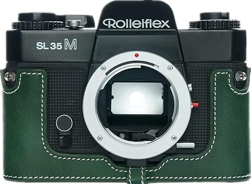 Zakao Schutzhülle für Rolleiflex SL35M, handgefertigt, echtes Leder, mit Handschlaufe, Grün
