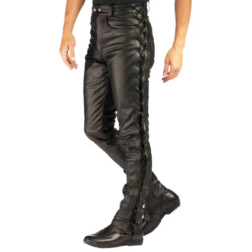 Roleff Racewear Lederhose mit seitlicher Schnürung, Schwarz, 50