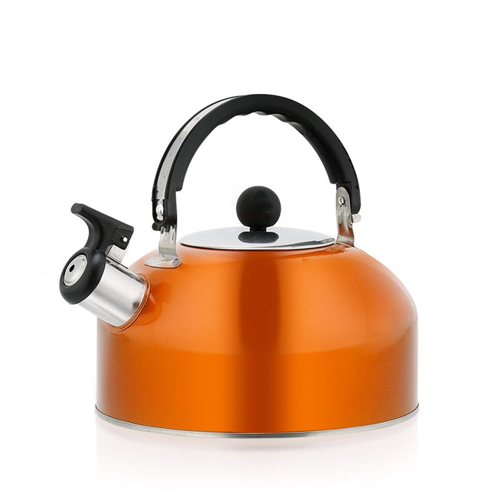 Pfeifkessel Mit-Griff,Beste 3 Liter Moderne Wasserkessel Induktion Pfeifkessel Aus Edelstahl, Indutkion, Pfeifkessel (Orange)