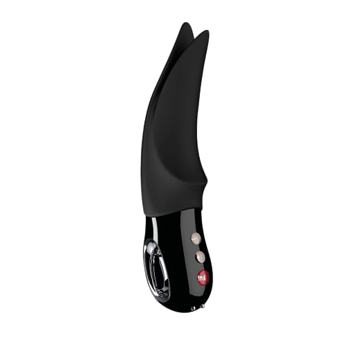 Fun Factory VOLTA - BLACK LINE - Externer Vibrator Für Sie, Flexible Zunge zur Klitoris Stimulation und für Brustwarzen, medizinisches Silikon (schwarz)