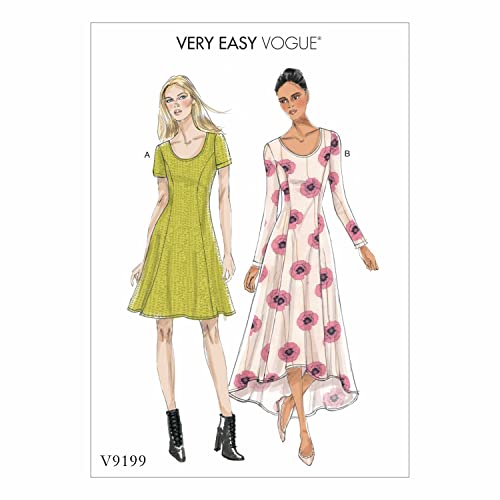 Vogue Mustern 9199 A5 Misses Kleid, Tissue, mehrfarbig, Größen 6–14