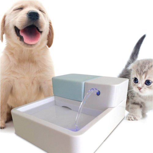 Jian YA NA Elektrischer Wasserbrunnen für Hunde und Katzen, 1,8 l, mit LED-Licht