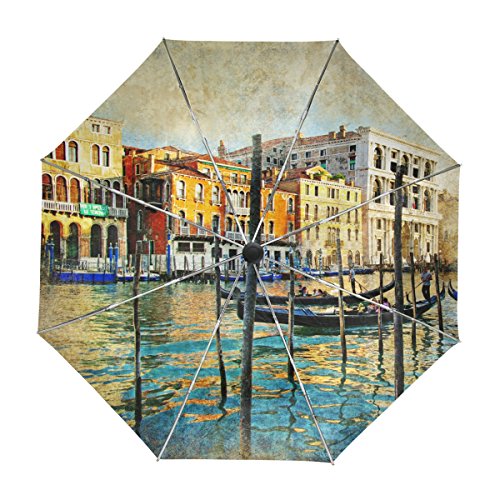 alaza Venedig Italien Vintage Reise-Regenschirm Auto Öffnen Schließen UV-Schutz Windsicher