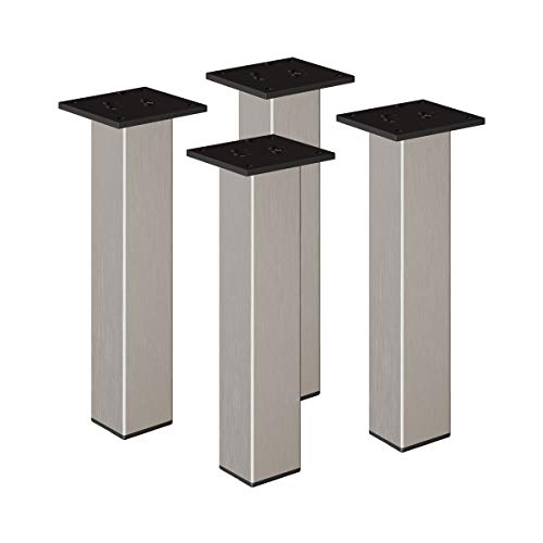 sossai® Exklusiv - Aluminium Möbelfüße | E4MF-N | 4er Set | Höhe: 400mm | Farbe: Inox