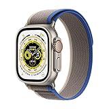 Apple Watch Ultra (GPS + Cellular, 49mm) Smartwatch - Titangehäuse, Trail Loop Blau/Grau - S/M. Fitnesstracker, präzisesGPS, Aktionstaste, extra Lange Batterielaufzeit, helleres Retina Display