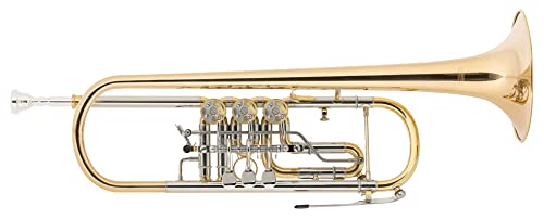 Classic Cantabile TR-43G Bb-Konzerttrompete (Goldmessing, Drehventile, Trigger am 3. Ventil, klarlackiert, inklusive Hartschalenkoffer und Mundstück)