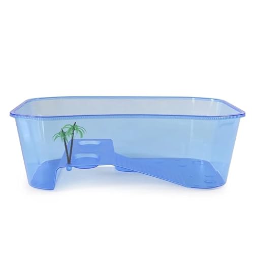 Schildkrötenbecken, Aquarium, transparent, Schildkrötenzuchtbox, Reptilienhaus mit Trocknungsplattform, Schildkrötenwassertank (40 x 23 x 13 cm)