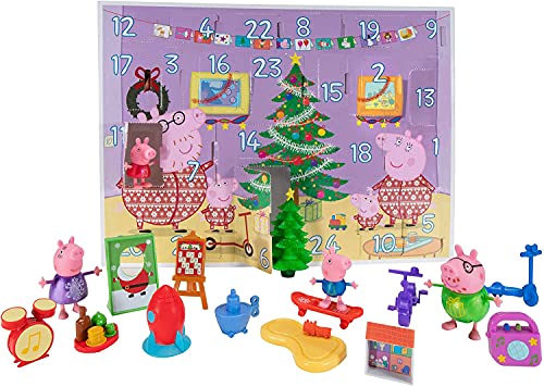 Peppa Pig PEP0658 Adventskalender 2021 mit Peppa Wutz Spielfiguren und Zubehör für Kinder ab 2 Jahren