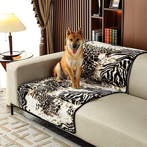 Eidoct Haustier Sofabezug für Hunde und Katzen, Wasserdicht Hundedecke für Couch rutschfest, Maschinenwäsche Möbelschutz Weiches Plüschkissen, 120 x 90 cm(Leopardenmuster)