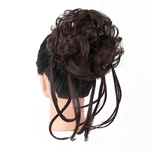 Haarteile Haarknoten Haargummis mit elastischem Haarband for Damen, unordentlicher Dutt, synthetische lange, zerzauste Haarknotenverlängerungen, gewelltes Haar, Pferdeschwanz-Haarteile Brötchen Haare