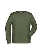 James & Nicholson Herren Raglan Sweatshirt - Sweatshirt im Raglanschnitt aus Bio-Baumwolle | Farbe: Olive | Grösse: L