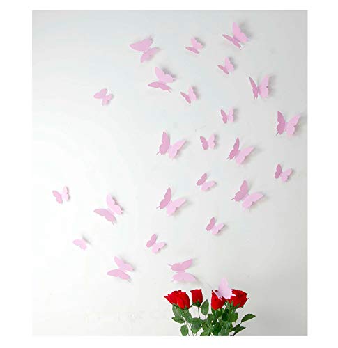 Pack 12x Schmetterlinge 3D-Wandtattoos Pink