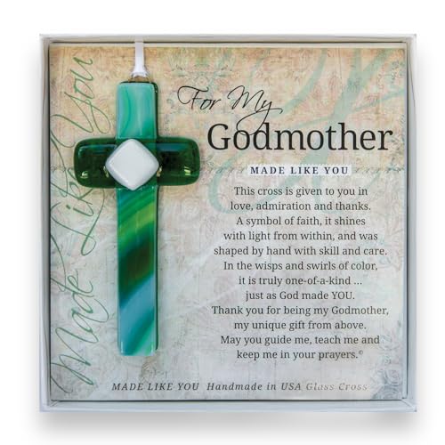 Grandparent Gifts For My Godmother Handmade Green Glass Cross Size: 4 inches