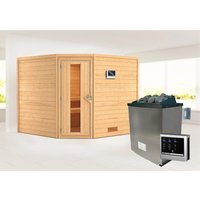 Woodfeeling Sauna-Set Leona Energiespartür ext. Strg. Modern