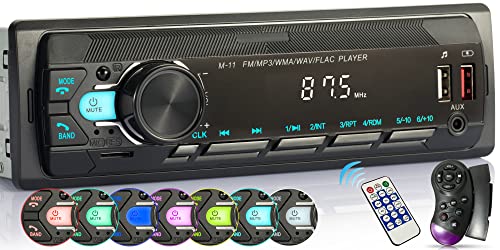iFreGo 7 Farben Autoradio mit Bluetooth Freisprecheinrichtung, 1 Din Radio Bluetooth USB/TF/MP3 Player/AUX in, FM Radio mit Lenkradfernbedienung/Fernbedienung,RDS, Schnellladefunktion