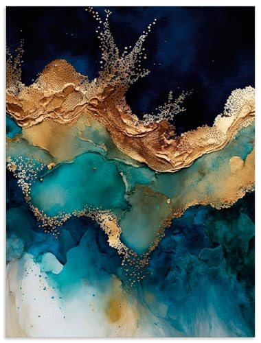 ARTland Wandbild Alu Verbundplatte für Innen & Outdoor Bild 30x40 cm Abstrakte Deko Modern Liquid Marmor Achat Tinte Meer U4WC
