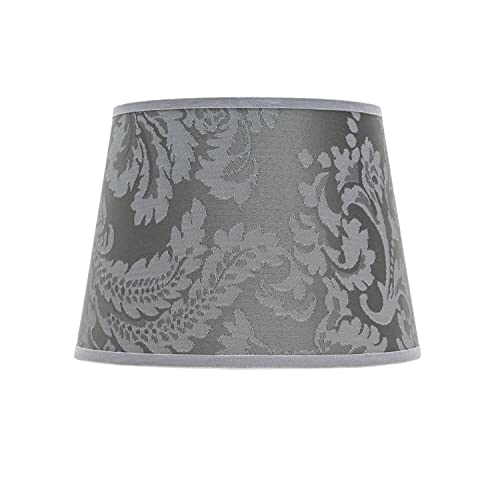 Kleiner Lampenschirm Silber mit Barock-Muster für E14 Tischleuchte Stoff Nachttischlampe Schirm