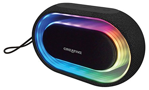 Creative Halo - Tragbarer Lautsprecher (2.0 Kanäle, Verkabelt & Kabellos, Bluetooth/3.5 mm, A2DP,AVRCP,HFP, 10 m, Stereo portable speaker) schwarz