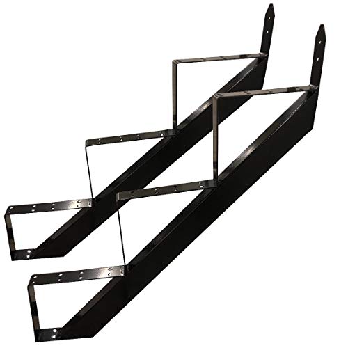 3 Stufen Treppenrahmen Stahl-Treppenwange Treppenholm Geschosshöhe 53cm Schwarz/Ideal für den Einsatz im Innen und Außenbereich