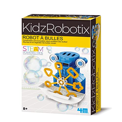4M Kidzrobotix: Blasenroboter 10 cm / Verpackung F R A N C A I S, mit ausführlicher Anleitung, funktioniert mit Batterien 1 x 1,5 V AAA (ausschließlich), Box 24 x 16,5 x 6 cm, 8+