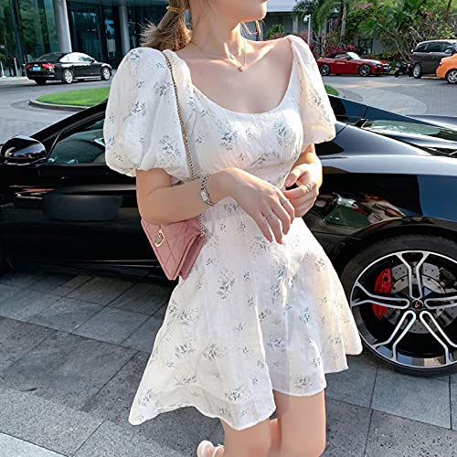 ZYONG Puff Sleeve Französisch Blumendruck Maxi Mini Frau Kleid Büro Dame Koreanische Japan Stil Kawaii Elegantes Kleid Für Frauen 2021 Sommer