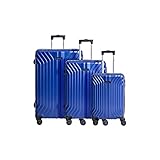 REDOLZ Kofferset Essentials 02 - metallic-blau/blau - Kofferset 3teilig Kofferset Hartschale in S-L - einzeln schwenkbare Räder - ABS Kunststoff