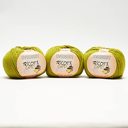 Tricot Cafè – Everest – Wollmischung aus weicher Wolle, ideal zum Stricken mit Nadeln oder Häkelnadeln: 6.00/7.00, 3 Stück 300 g, hergestellt in Italien, Säure 2037